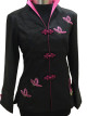 Black Jacket with Embroidered Pink Butterflies